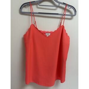 J Crew Womens Coral Pink Scalloped Cami Top Size 4 Spaghetti Strap Blouse